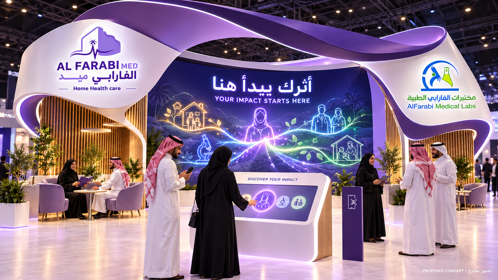 تصور مقترح لجناح الفارابي ببوابة أثر مضاءة
